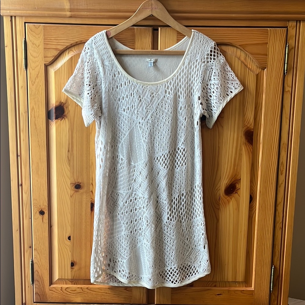 Urban Outfitters Ecote Cream Crochet Short Sleeve Dress Small #Rodeo